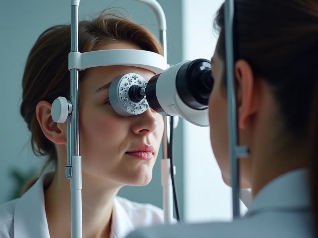 Patient receiving a comprehensive eye exam at Family Eye Care of O'Fallon